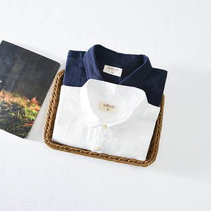Mens Linen Lapel Shirt