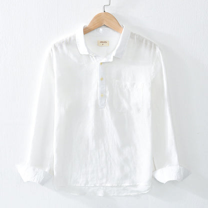 Mens Linen Lapel Shirt