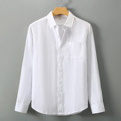 Mens Linen Long Sleeve Casual Shirt