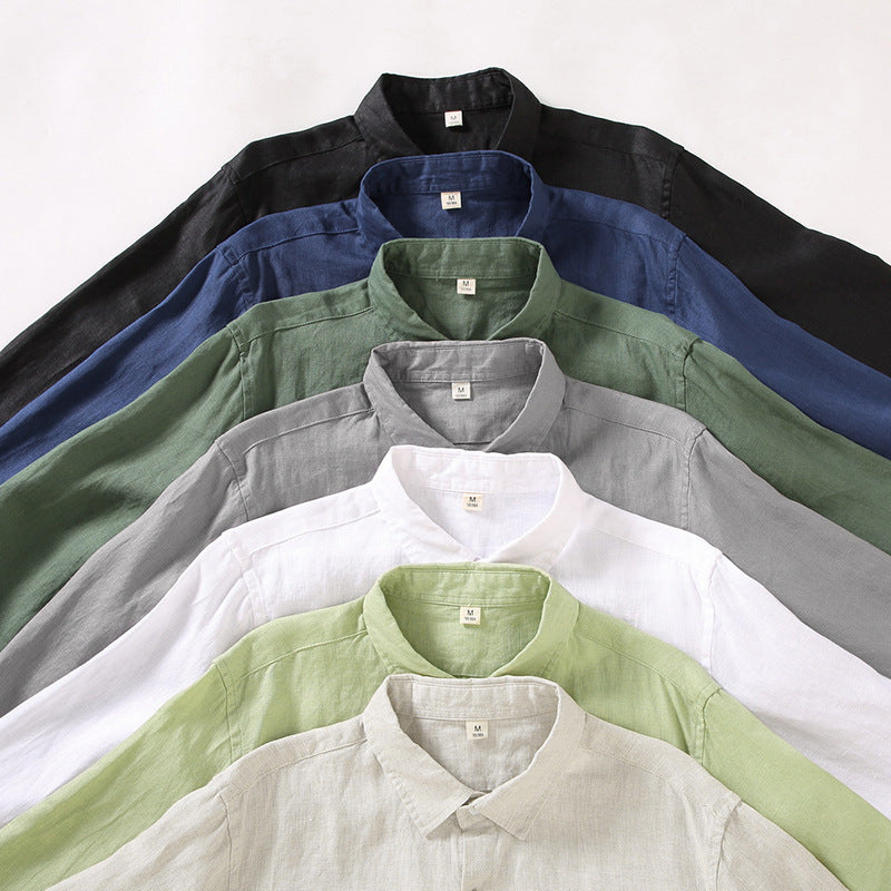 Mens Linen Long Sleeve Casual Shirt