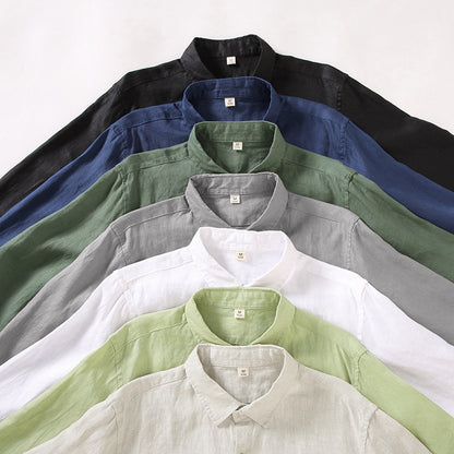Mens Linen Long Sleeve Casual Shirt