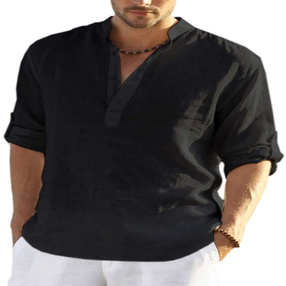 Mens Linen Long Sleeve T-Shirt