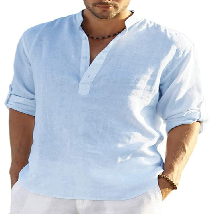 Mens Linen Long Sleeve T-Shirt
