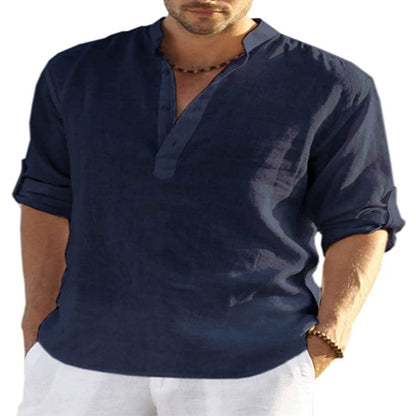 Mens Linen Long Sleeve T-Shirt