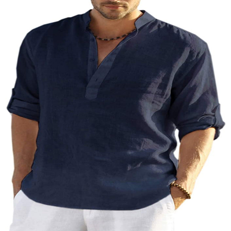 Mens Linen Long Sleeve T-Shirt