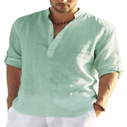 Mens Linen Long Sleeve T-Shirt
