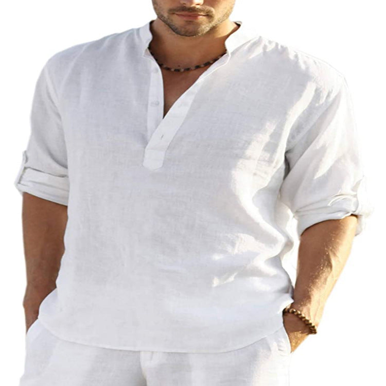 Mens Linen Long Sleeve T-Shirt