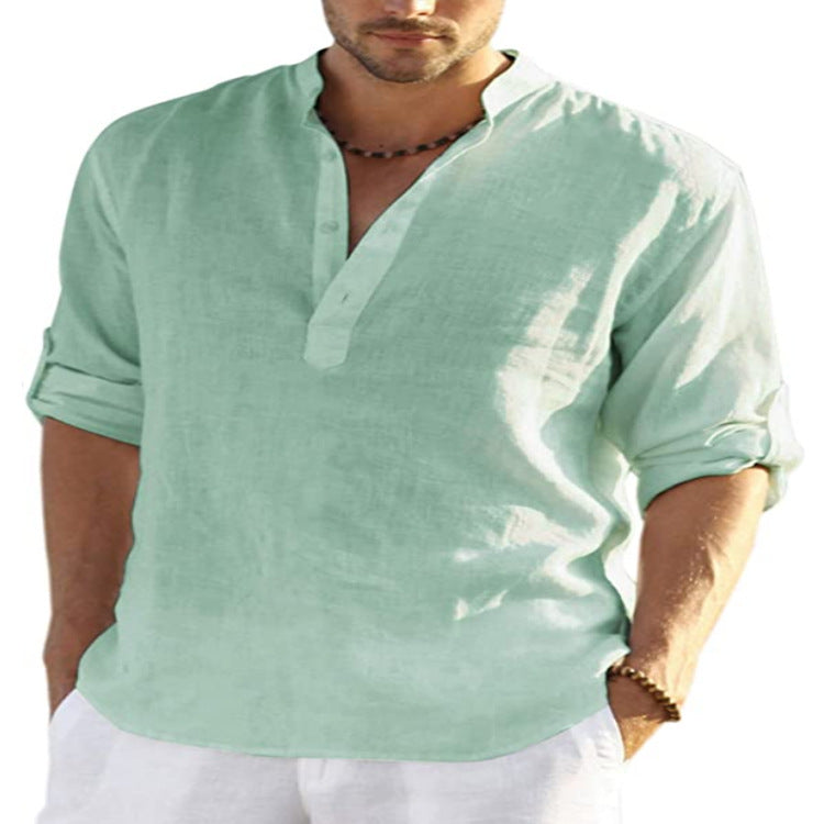 Mens Linen Long Sleeve T-Shirt