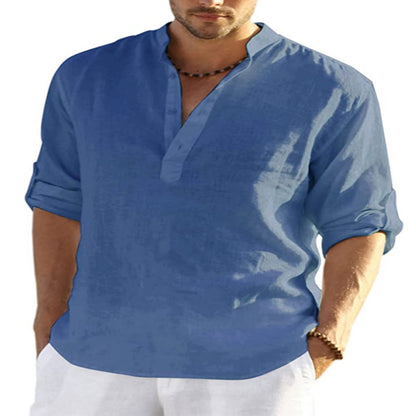 Mens Linen Long Sleeve T-Shirt