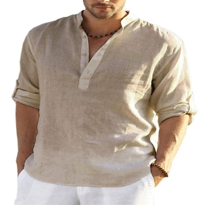 Mens Linen Long Sleeve T-Shirt