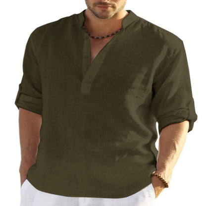 Mens Linen Long Sleeve T-Shirt