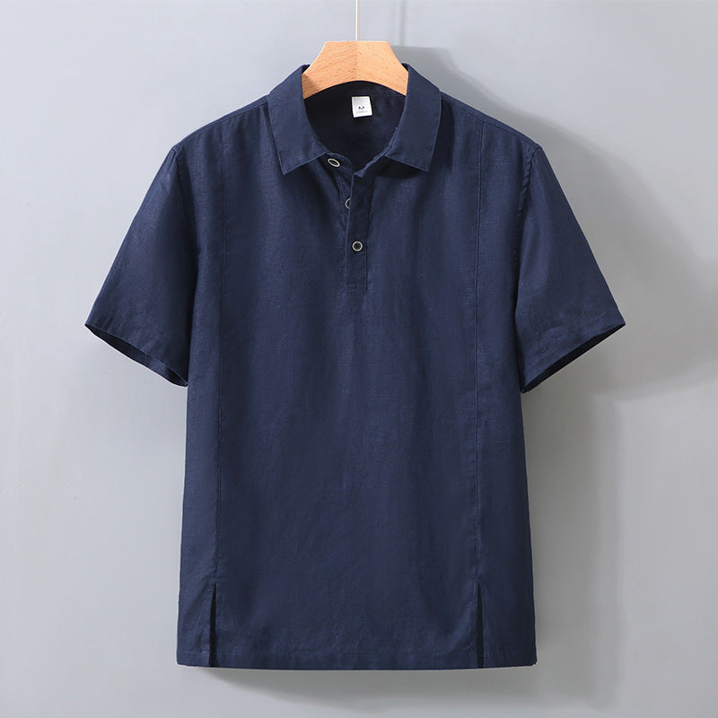 Mens Linen Polo Shirt and Pants Set