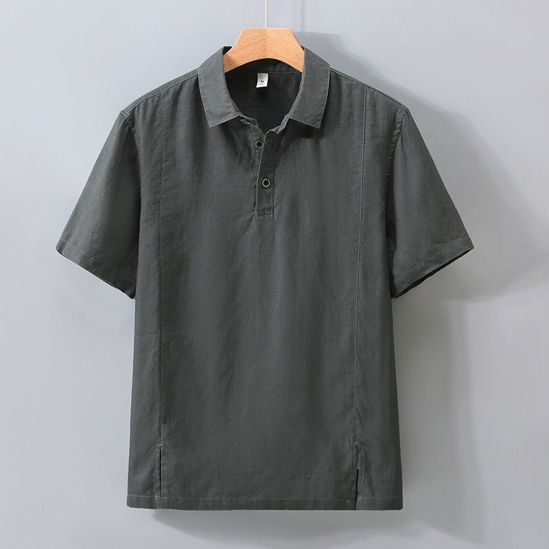 Mens Linen Polo Shirt and Pants Set