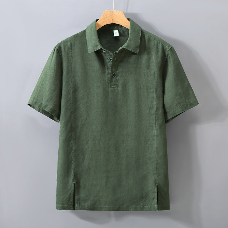 Mens Linen Polo Shirt and Pants Set