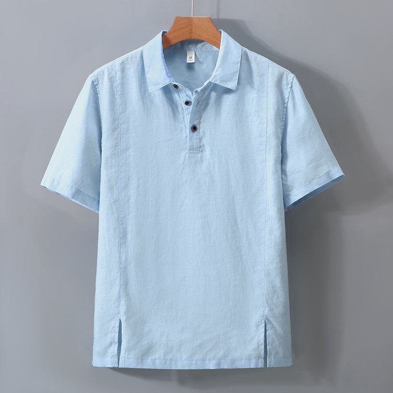 Mens Linen Polo Shirt and Pants Set