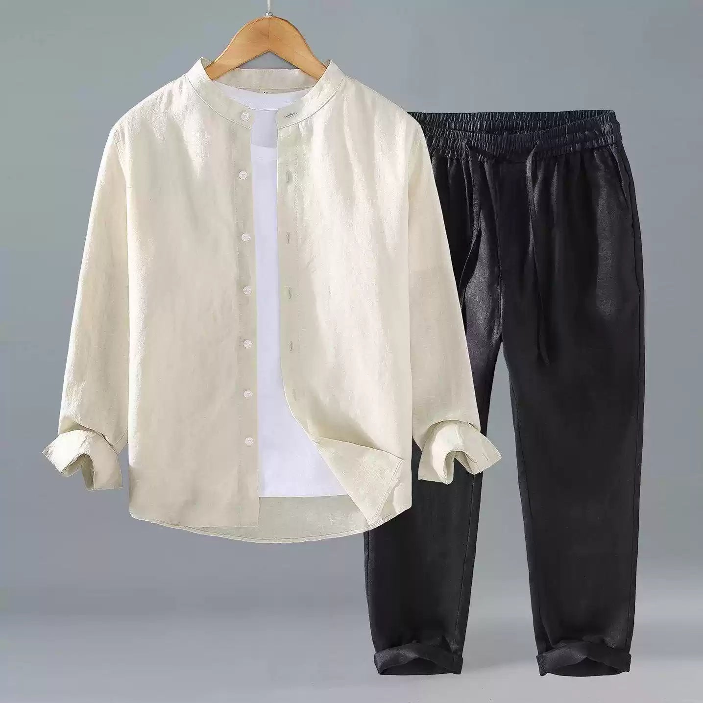 Mens Linen Shirt and Pants Set
