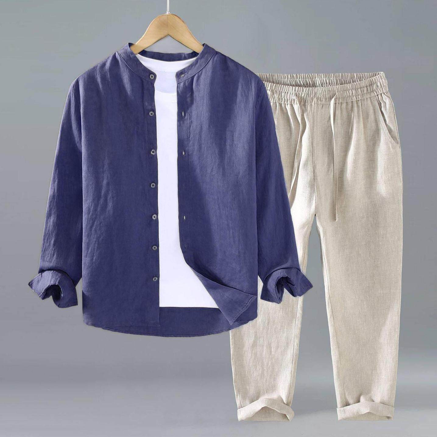 Mens Linen Shirt and Pants Set