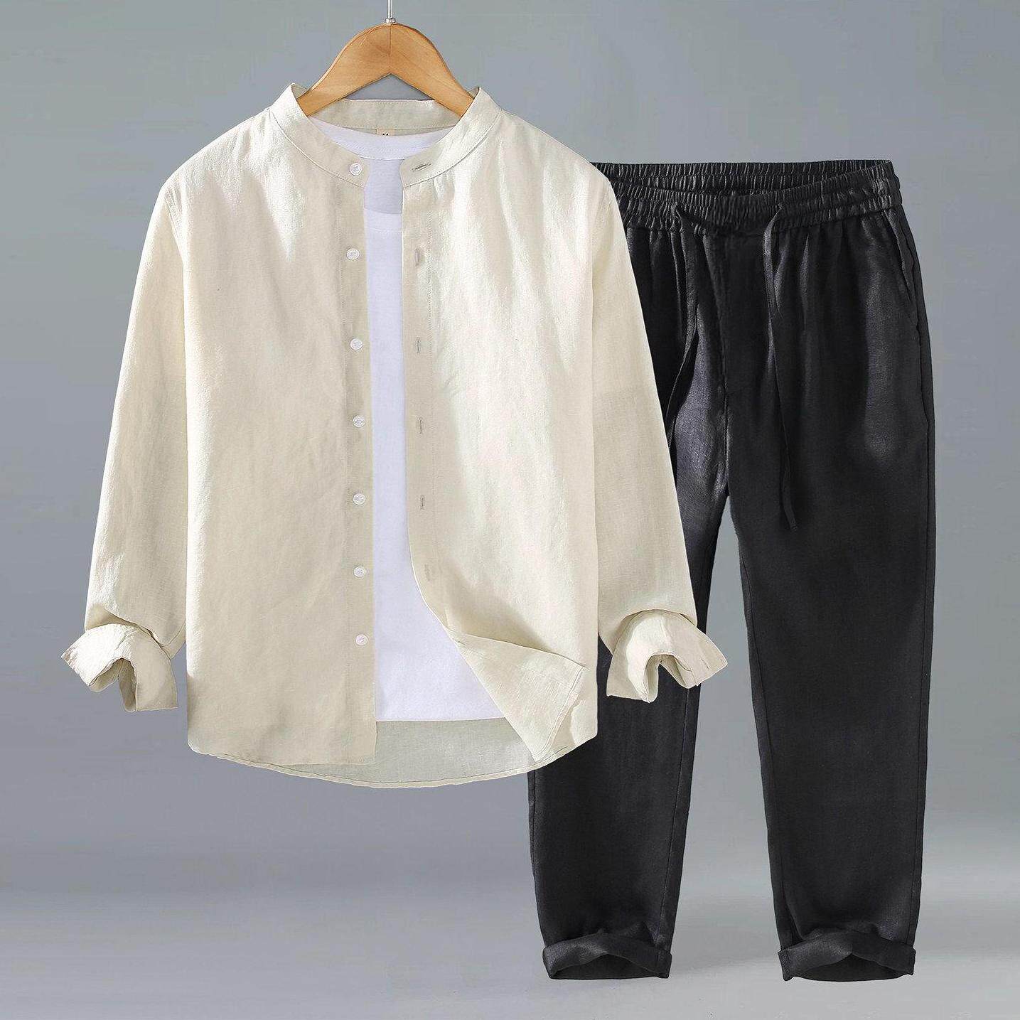 Mens Linen Shirt and Pants Set