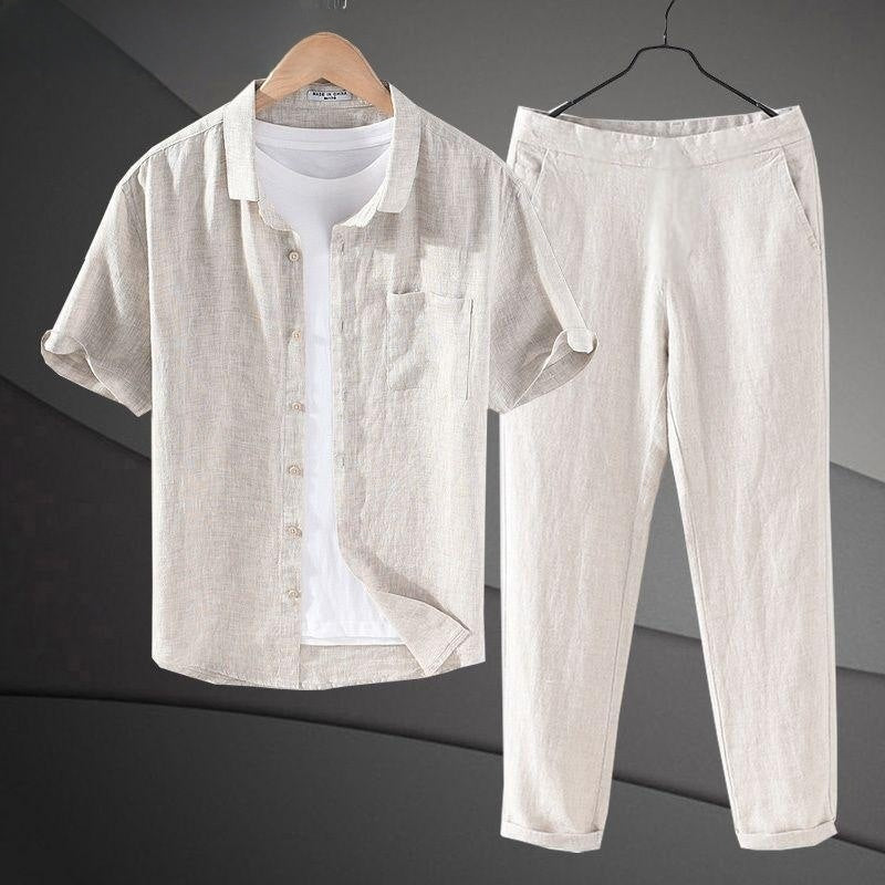 Mens Linen Shirt and Pants Set