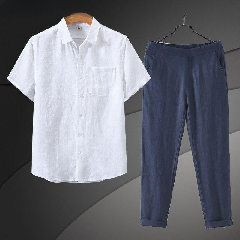 Mens Linen Shirt and Pants Set