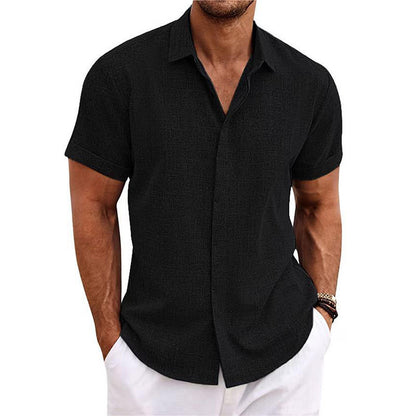 Mens Linen Short Sleeve T-Shirt Casual Shirt