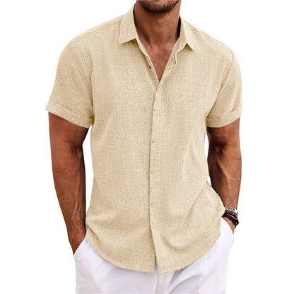 Mens Linen Short Sleeve T-Shirt Casual Shirt