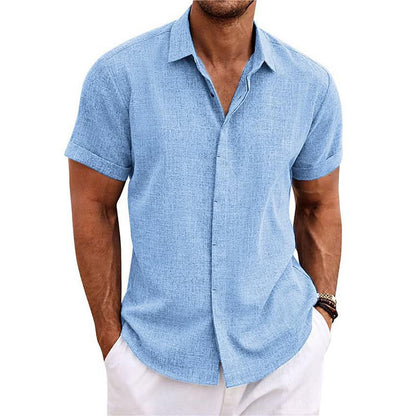 Mens Linen Short Sleeve T-Shirt Casual Shirt