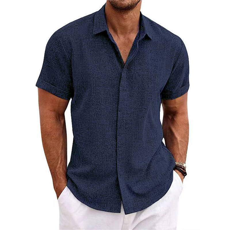 Mens Linen Short Sleeve T-Shirt Casual Shirt