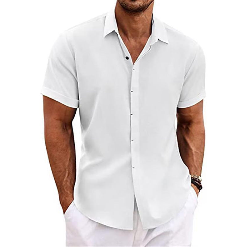 Mens Linen Short Sleeve T-Shirt Casual Shirt