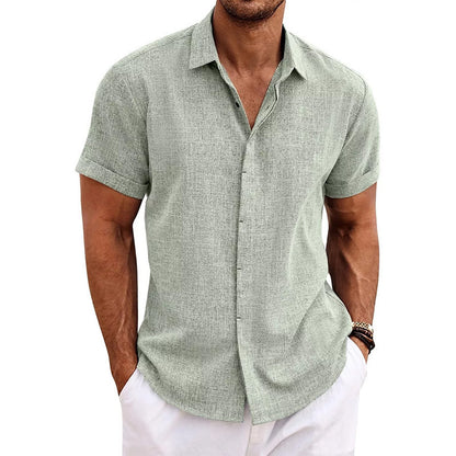 Mens Linen Short Sleeve T-Shirt Casual Shirt