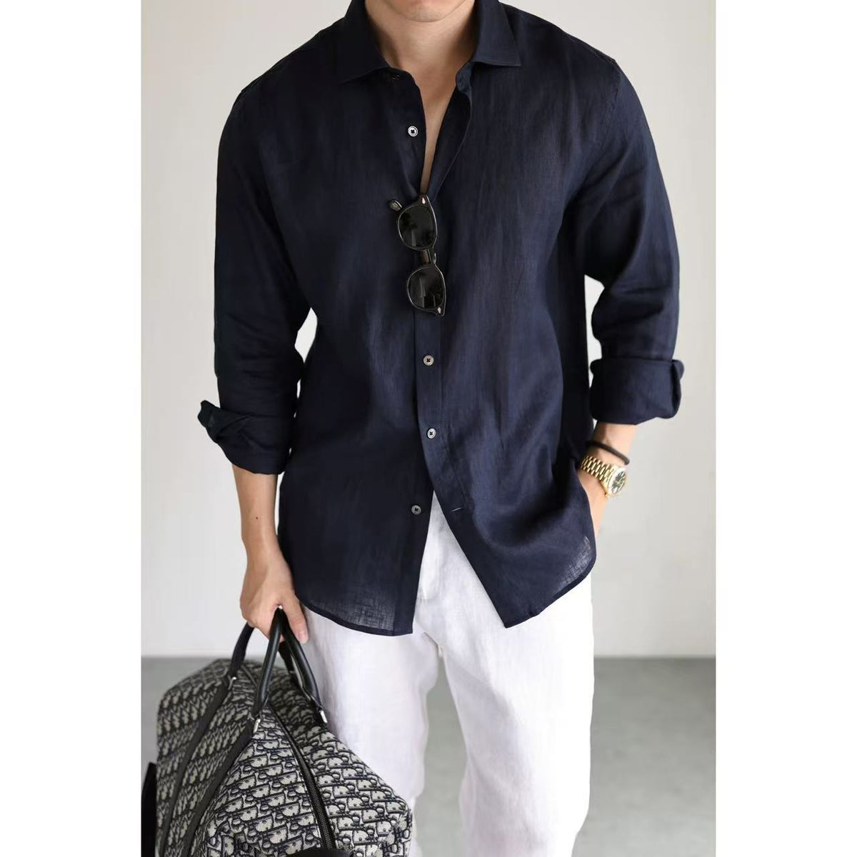 Mens Long Sleeve Cardigan Shirt