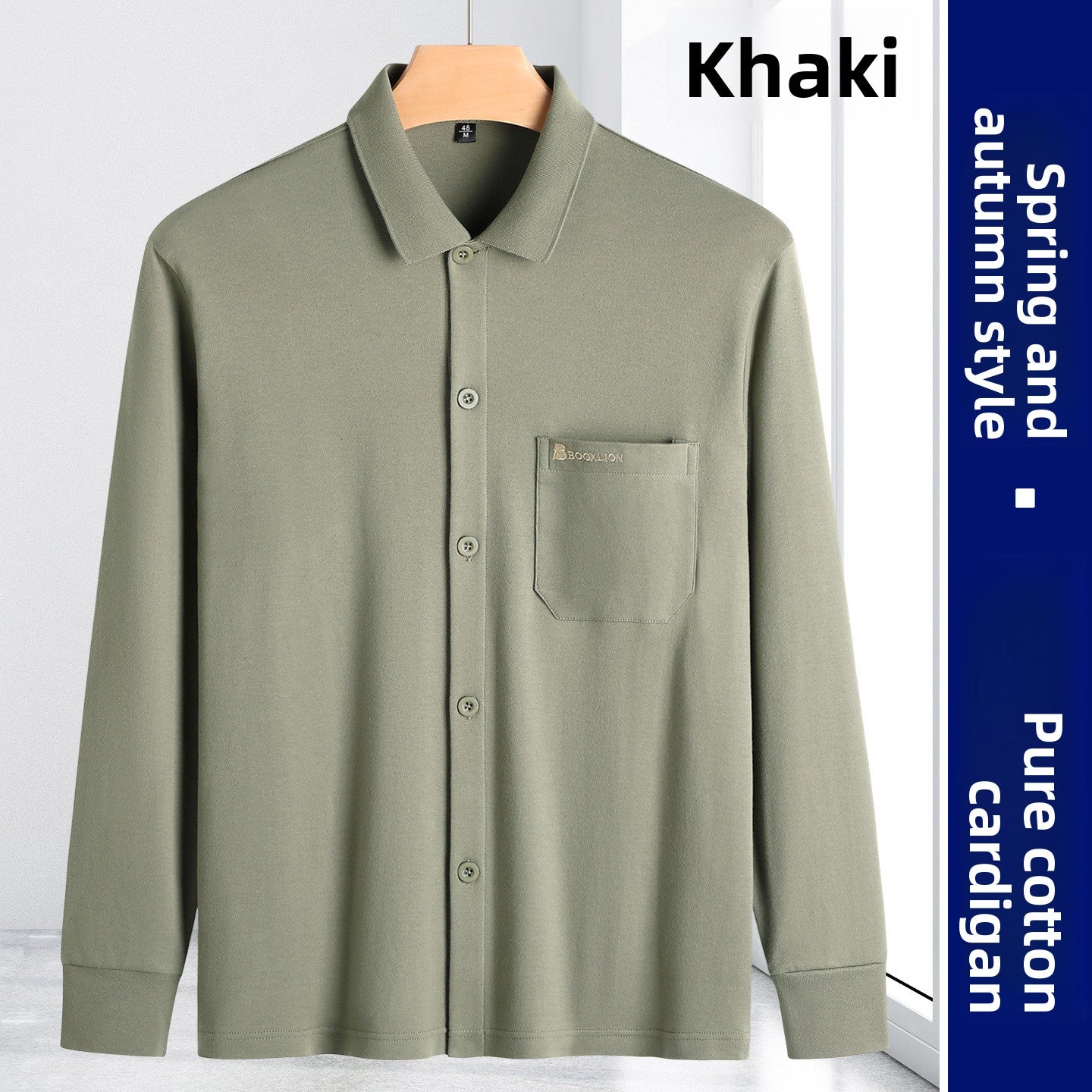 Mens Long Sleeve Cotton Cardigan
