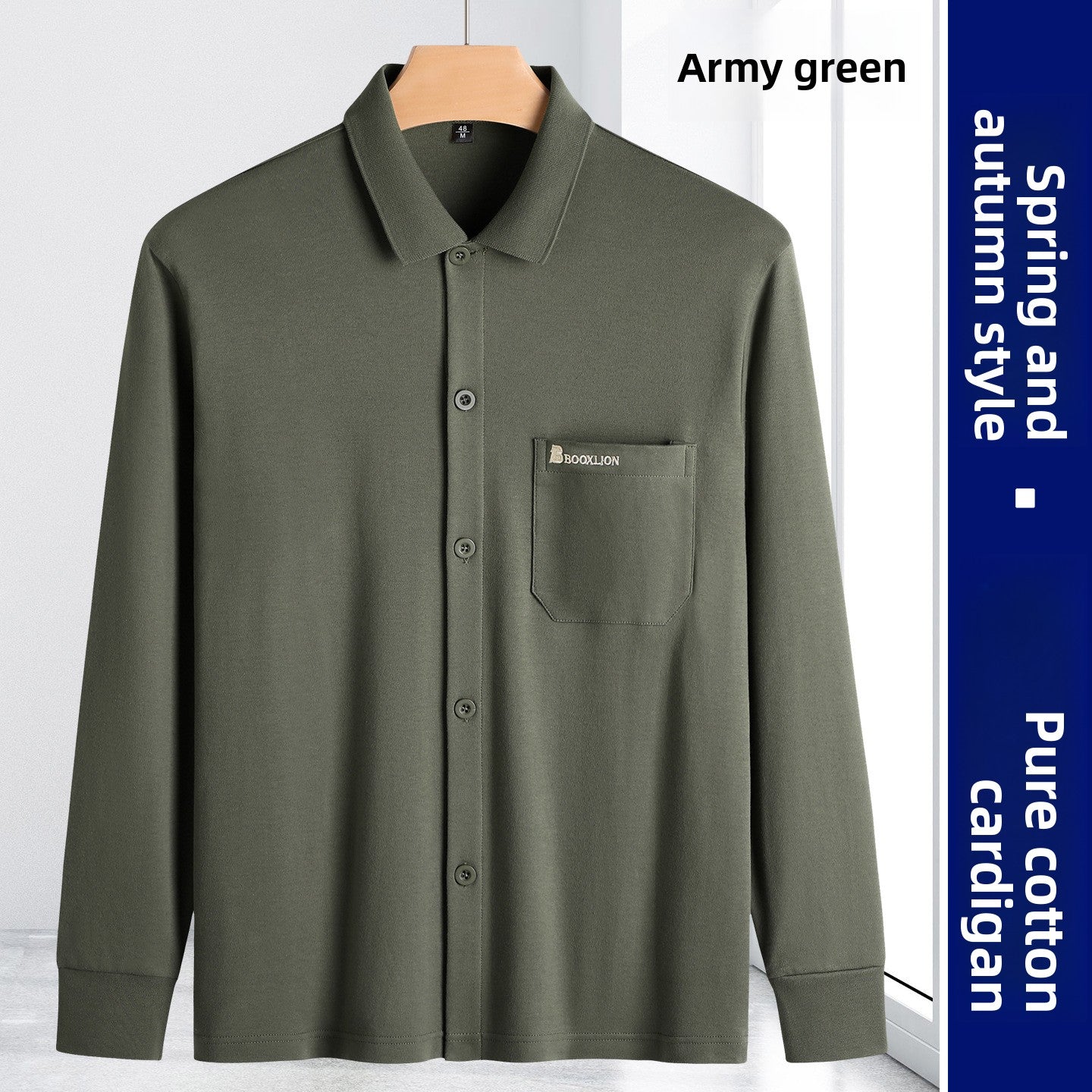 Mens Long Sleeve Cotton Cardigan
