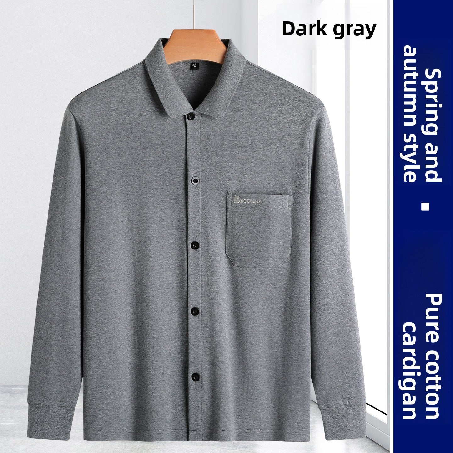 Mens Long Sleeve Cotton Cardigan