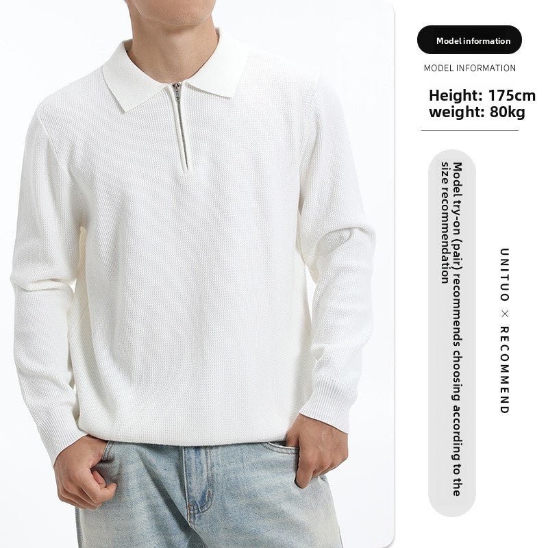 Mens Long Sleeve Knitted Polo Shirt
