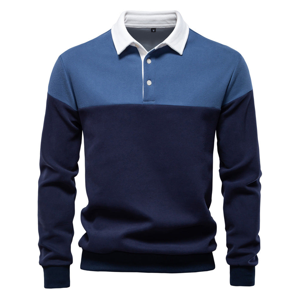 Mens Long Sleeve Polo Collar Sweater