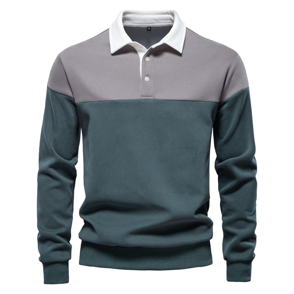 Mens Long Sleeve Polo Collar Sweater