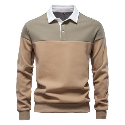 Mens Long Sleeve Polo Collar Sweater