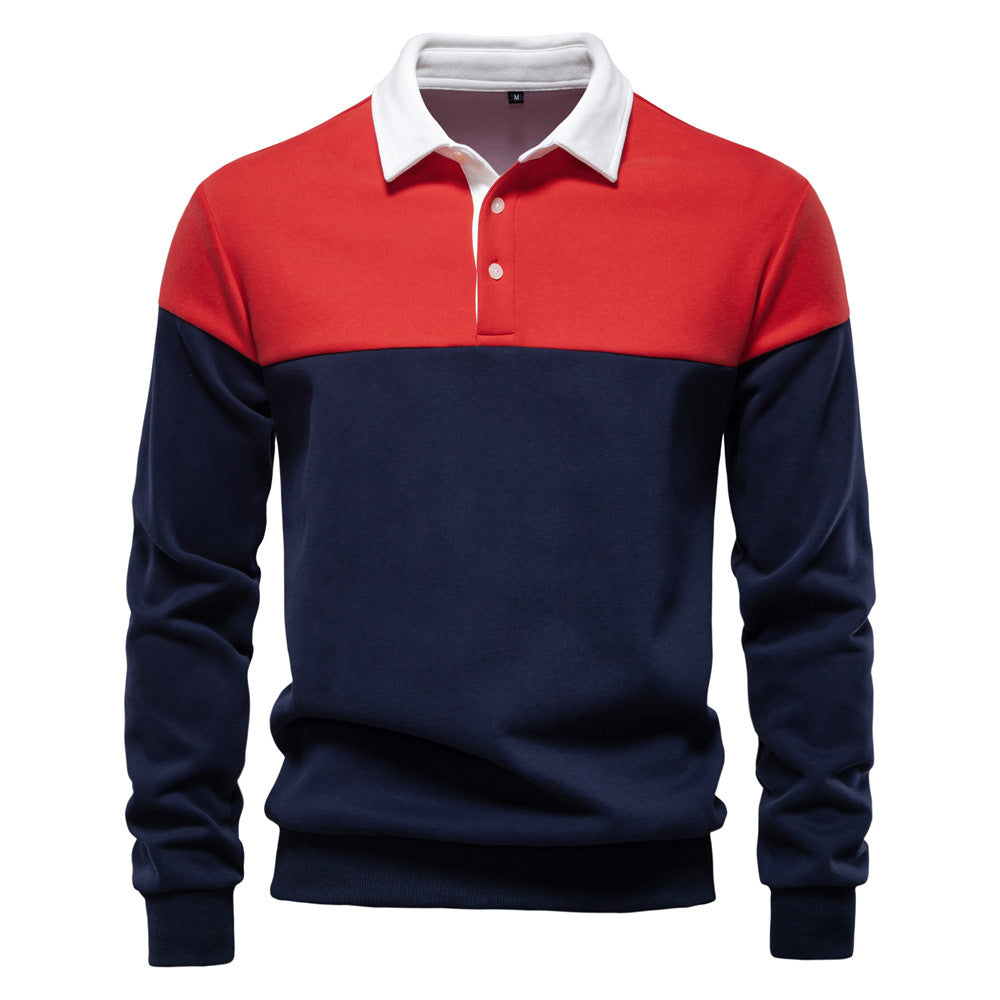 Mens Long Sleeve Polo Collar Sweater