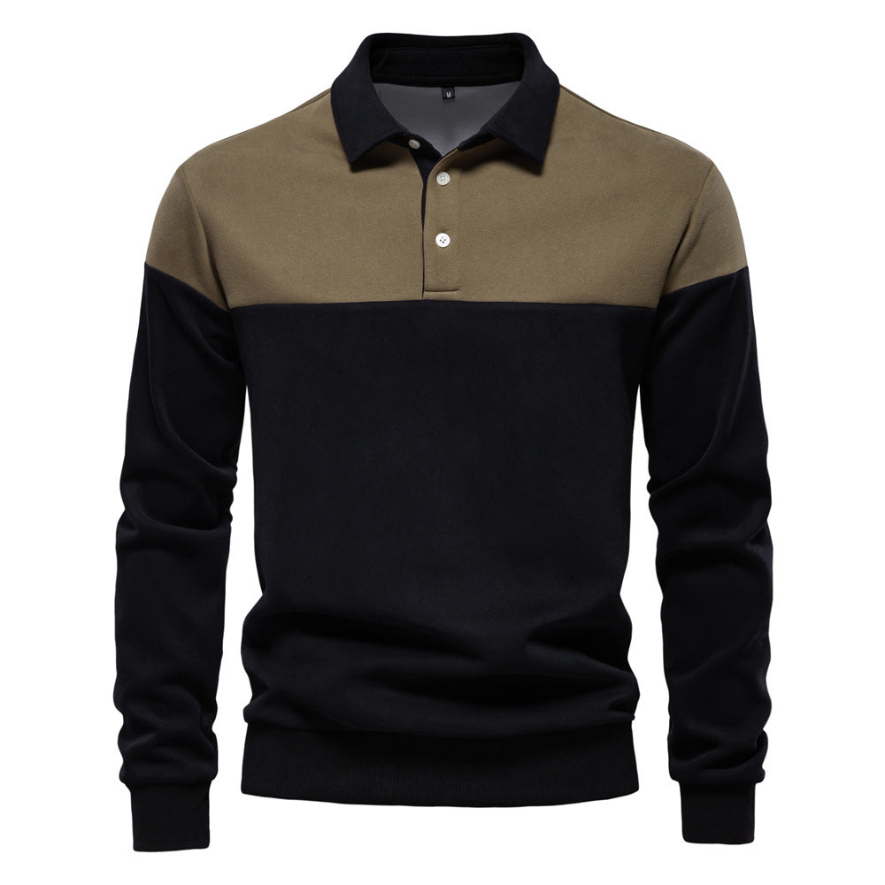 Mens Long Sleeve Polo Collar Sweater