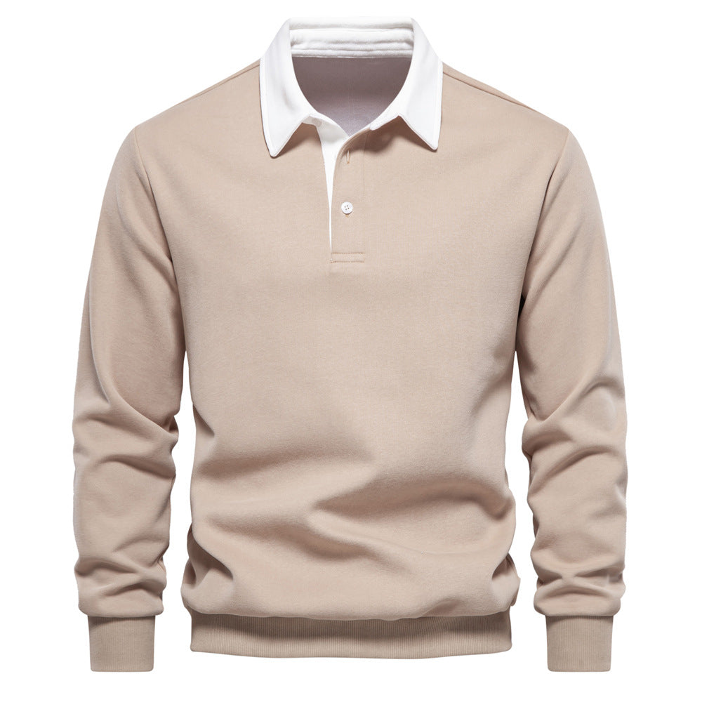 Mens Long Sleeve Polo Collar Sweatshirt