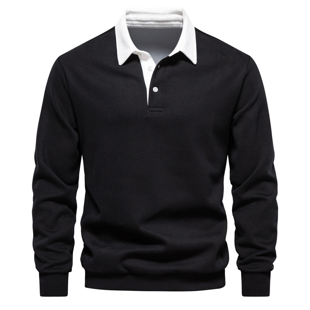 Mens Long Sleeve Polo Collar Sweatshirt