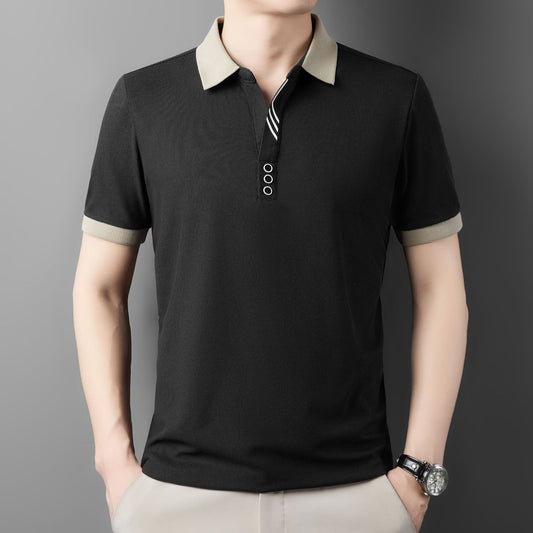Mens Long Sleeve Polo Shirt with Scissor Collar