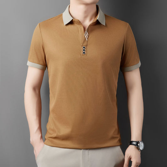 Mens Long Sleeve Polo Shirt with Scissor Collar