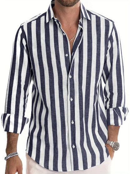 Mens Long Sleeve Striped Shirt