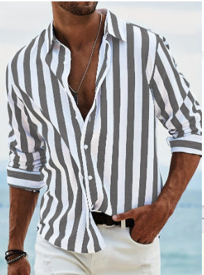 Mens Long Sleeve Striped Shirt