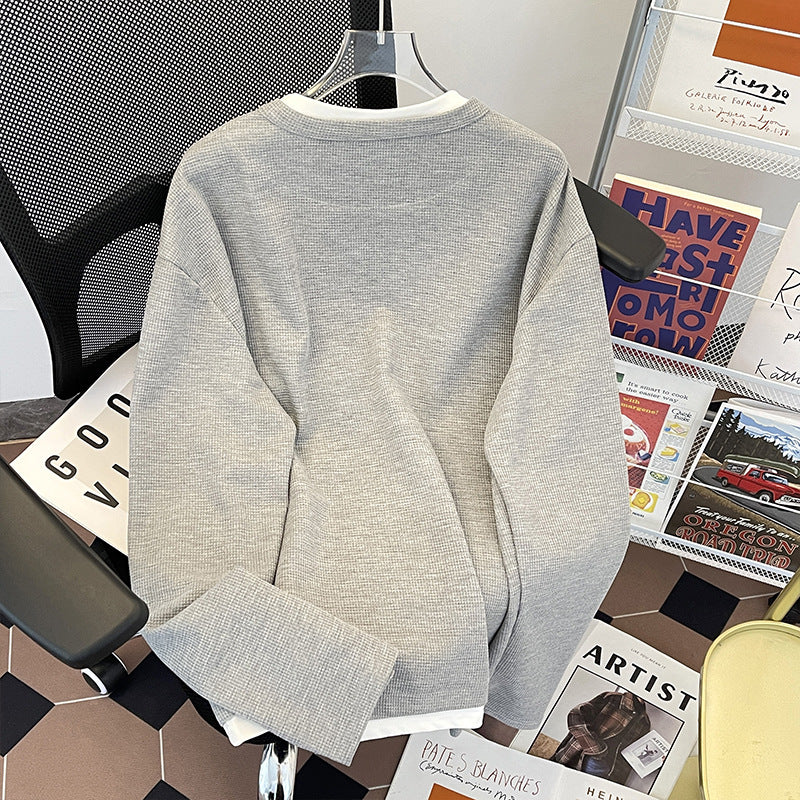 Mens Long Sleeve V-Neck Pullover Shirt