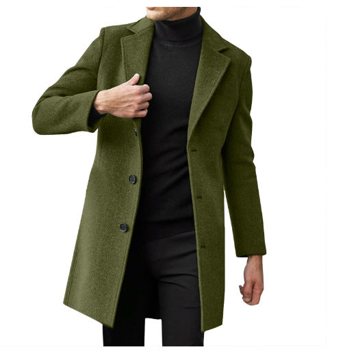Mens Long Sleeve Wool Blend Trench Coat