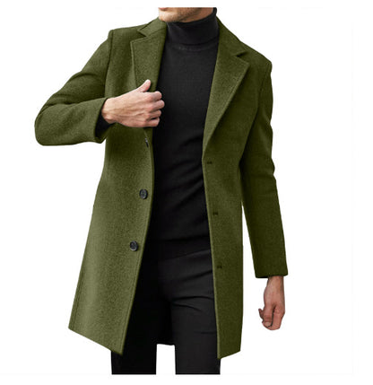 Mens Long Sleeve Wool Blend Trench Coat