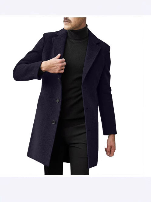 Mens Long Sleeve Wool Blend Trench Coat